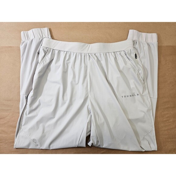 YOUNGLA Men's XXL Stretch Waist Jogger Sweatpants Lounge Pants Off-White EUC - Picture 3 of 7